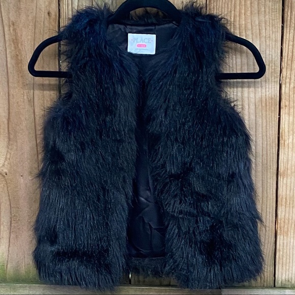 The Children's Place Other - The Children’s Place Black Faux Fur Vest EUC